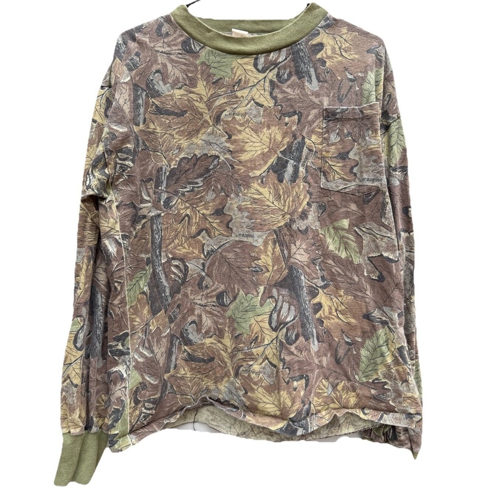 Vintage 90s Liberty Vanish Camo Pocket Shirt Long Sleeve Men's Size L Reg